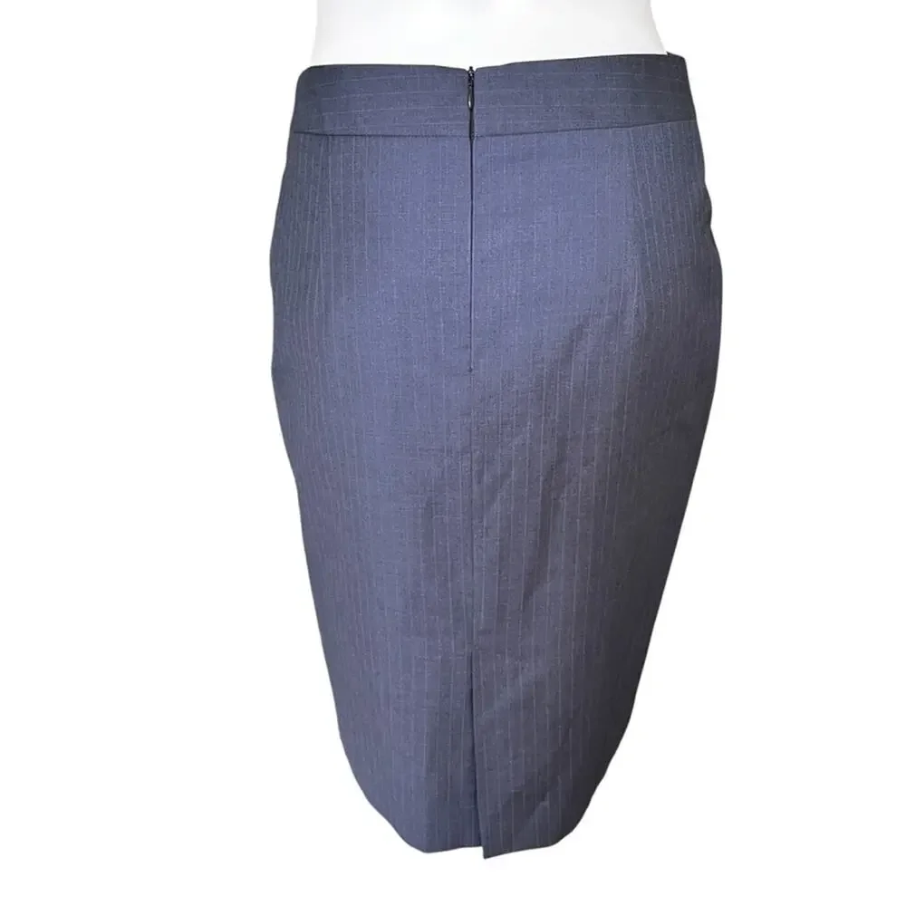Moi-Même Navy Blue Pinstripes Lined Pencil Skirt size 4